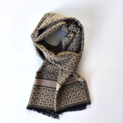 Schal Halstuch Labyrinthmuster grafisch, beige olivgrn