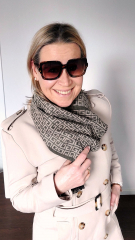 Schal Halstuch Labyrinthmuster grafisch, beige olivgr�n