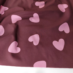 Softshell Stoff Jackenstoff rosa Herzen, weinrot