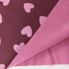 Softshell Stoff Jackenstoff rosa Herzen, weinrot