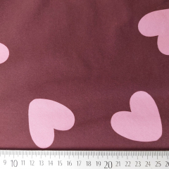 Softshell Stoff Jackenstoff rosa Herzen, weinrot
