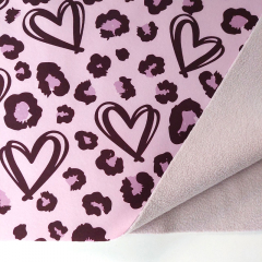 Softshell Stoff Jackenstoff Herzen, braun pink rosa