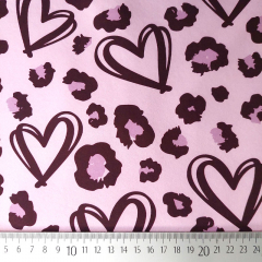 Softshell Stoff Jackenstoff Herzen, braun pink rosa