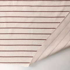 Rippenjersey Stoff Streifen, braun hellbeige