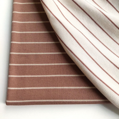 Rippenjersey Stoff Streifen, braun hellbeige