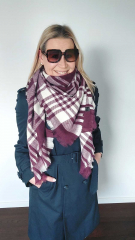 Schal Halstuch kariert Karomuster flauschig weich, burgundy creme