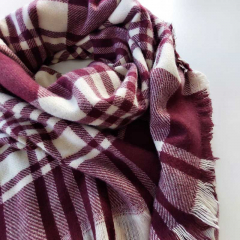 Schal Halstuch kariert Karomuster flauschig weich, burgundy creme