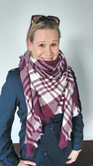 Schal Halstuch kariert Karomuster flauschig weich, burgundy creme