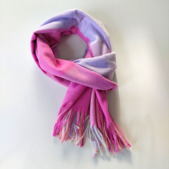 Schal Halstuch kariert Karomuster flauschig weich, flieder pink cremewei
