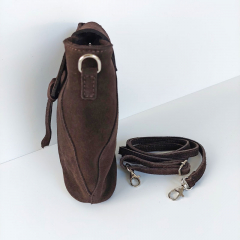 Wildledertasche rechteckig hochkant weich soft - dunkelbraun - Made in Italy