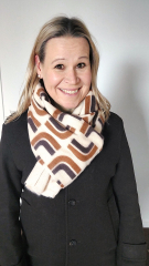 Schal Halstuch grafisches Muster - cognacbraun dunkelbraun hellbeige