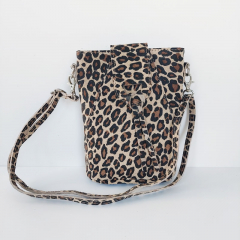 Wildledertasche Leopardenmuster rechteckig hochkant - braun schwarz beige - Made in Italy