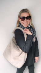 Fake Fur Felltasche flauschig weich uni, taupe