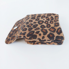 Wildleder-Geldb�rse Portemonnaie Leomuster klein, schwarz braun braun