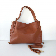 Ledertasche Handtasche sen & Lederschnrung - cognac braun - Made in Italy