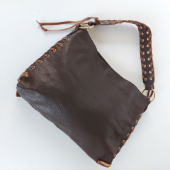 Ledertasche Handtasche sen & Lederschnrung - dunkelbraun - Made in Italy