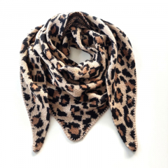 Dreieckstuch Schal Leopardenmuster Wollschal flauschig weich, schwarz braun beige