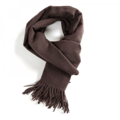 Schal mit Fransen Halstuch flauschig weich  uni, dunkelbraun