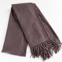 Schal mit Fransen Halstuch flauschig weich  uni, dunkelbraun