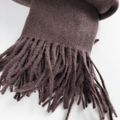 Schal mit Fransen Halstuch flauschig weich  uni, dunkelbraun