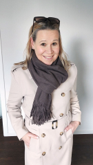 Schal mit Fransen Halstuch flauschig weich  uni, dunkelbraun