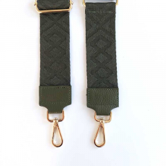 Taschengurt Rauten 3D- armygrn - armygrnes Leder, gold Karabiner