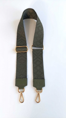 Taschengurt Rauten 3D- armygrn - armygrnes Leder, gold Karabiner