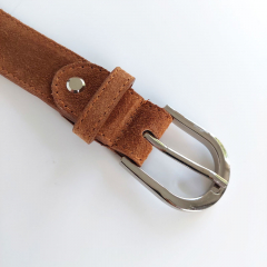 Wildledergrtel  uni Gr. 90 (109 cm) silberne Schnalle - hellbraun- Made in Italy