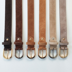 Wildledergrtel  uni  Gr. 85 (104 cm)  silberne Schnalle - hellbraun- Made in Italy