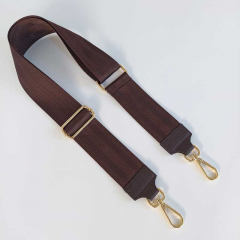 Taschengurt uni gemusterte Streifen - dunkelbraun - dunkelbraunes Leder, gold Schnallen