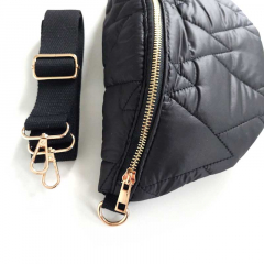 Bauchtasche Steppstoff gold RV Gurtband - schwarz