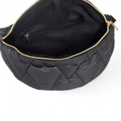 Bauchtasche Steppstoff gold RV Gurtband - schwarz