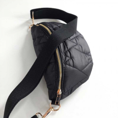 Bauchtasche Steppstoff gold RV Gurtband - schwarz