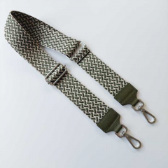 Taschengurt Taschenriemen Webmuster Weave - hellbeige armygr�n -armygr�nes Leder- silber Schnallen