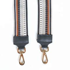 Taschengurt Punkte Streifen grau camel,ecrue,dk.graues Leder, gold Schnallen