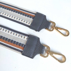 Taschengurt Punkte Streifen grau camel,ecrue,dk.graues Leder, gold Schnallen