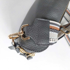 Taschengurt Punkte Streifen grau camel,ecrue,dk.graues Leder, gold Schnallen