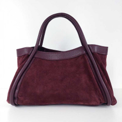 Wildledertasche  2 in 1 Handtasche & Tschchen Ledergriffe-burgundy - Made in Italy
