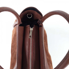 Wildledertasche  2 in 1 Handtasche & T�schchen Ledergriffe-Havanna Braun - Made in Italy