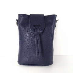 Ledertasche rechteckig hochkant - dunkelblau - Made in Italy