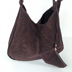 Wildledertasche groe goldene Ringe plus Ledertschchen , dunkelbraun