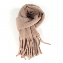 Schal mit Fransen Halstuch flauschig weich, beige