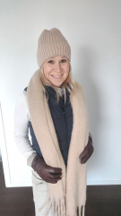 Schal mit Fransen Halstuch flauschig weich, beige