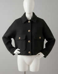 Woll Twill Schurwolle Kaschmir Deadstock uni schwarz - made in Italy