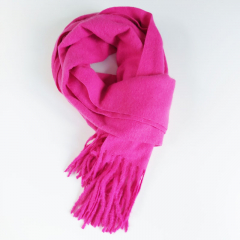 Schal mit Fransen Halstuch flauschig weich  uni, pink