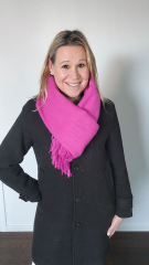 Schal mit Fransen Halstuch flauschig weich  uni, pink