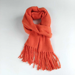 Schal mit Fransen Halstuch flauschig weich  uni, orange