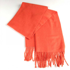 Schal mit Fransen Halstuch flauschig weich  uni, orange