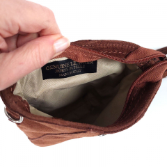 Wildledertasche rechteckig hochkant weich soft - Havanna Braun - Made in Italy