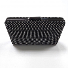 Clutch Strasssteine Kette Umh�ngetasche glamour�se Abendtasche  gunmetal schwarz